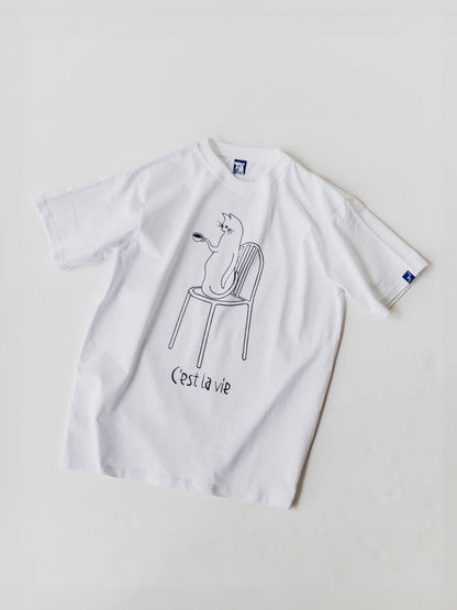 LA VIE EST AVENTURE フレンチプリントTシャツ