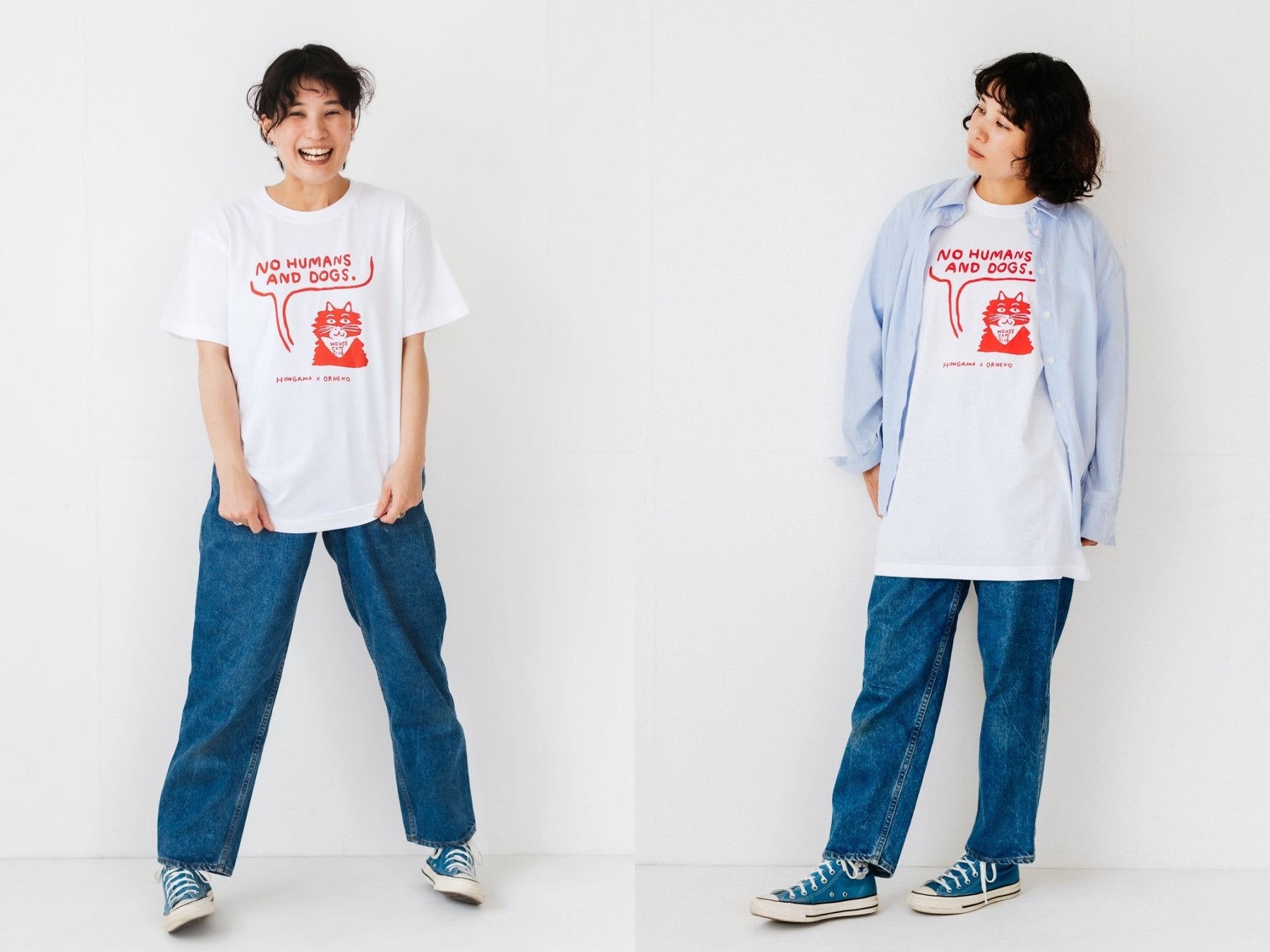 左：Mサイズ、右：XL（モデル身長158cm）